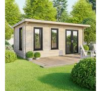 Power 20x10 Pent Log Cabin, Doors to the Right - 44mm Logs