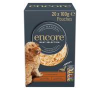 20 x 100g Encore 100% Natural Dog Pouch Meat Selection in Gravy