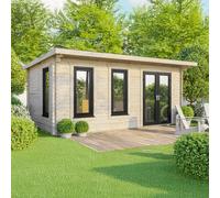 Power 20x12 Pent Log Cabin, Doors to the Right - 44mm Logs