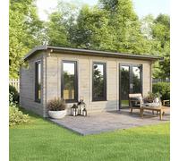 20 x 14 Powersheds Apex Log Cabin In 44mm Log Thickness with uPVC - Doors to the right
