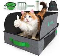 20" x 15" x 11" Travel Litter Box for Cats, Collapsible Cat Litter Box with Compact Fold, Portable Cat Box - Leak-Proof Water-Resistant, Hard Bottom & Easy Carry for Car/Hotel/Airplane On-The-Go