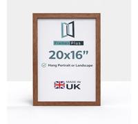 20 x 16 Inch Picture Frame (50.8 x 40.6cm) 30mm Profile, Wall Mounted Shatterproof Styrene Front, Portrait or Landscape Display for Posters Photos Prints Art, Dark Oak