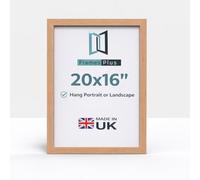 20 x 16 Inch Picture Frame (50.8 x 40.6cm) 30mm Profile, Wall Mounted Shatterproof Styrene Front, Portrait or Landscape Display for Posters Photos Prints Art, Oak
