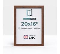 20 x 16 Inch Picture Frame (50.8 x 40.6cm) 30mm Profile, Wall Mounted Shatterproof Styrene Front, Portrait or Landscape Display for Posters Photos Prints Art, Walnut