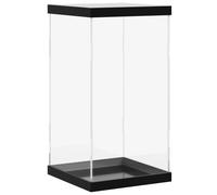 vidaXL Acrylic Display Box-Transparent Dustproof Clear Case for Collectibles, Toys, Models, Souvenirs-Simple Assembly, Black Top & Base, 20x20x38 cm