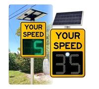 20"x 27"/24"x 35" Solar Speed Radar Feedback Sign, Solar Powered Radar Speed Limit Sign, Road Safety Speed Limit Detector With Accessories(Yellow,60 * 90 cm/24 * 35 in)