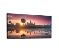 20"x 40" Large Wall Art Sunrise view ancient temple complex Angkor Wat Siem Reap Cambodia Painting Picture Print on Canvas Wall Art for Living Room Bedroom Modern Home Wall Decor Framed Artwork
