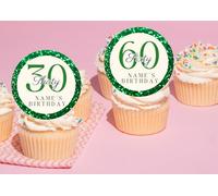 20 x 5cm Edible personalised ANY AGE Birthday theme Birthday cupcake toppers NOT-PRECUT 16th/18th/21st/30th/40th/50th/60th/70th/80th (Wafer card, Green)