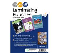 20 X A4 150 Micron Laminating Pouches With Crystal Clear Gloss Finish - Protect Important Documents, Posters, Images