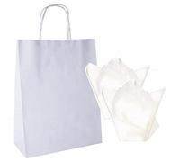 20 x A4 Paper Party Gift Bags & Tissue Wrap - Boutique Shop Loot Carrier Bag (White)