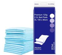 20 x Adulon Premium 120g+ CE Certified Incontinence Bed Pads XL150x80cm Disposable Medical Grade High Absorbency 2.3L Waterproof Bed Protection Changing Mat 5 Layers Cotton Soft for M/F Adults Babies