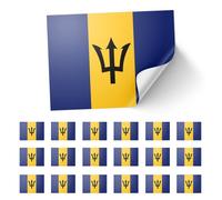 20 X Barbados Stickers - Barbados Flag Decals 8.5cm x 5.5cm - Blue, Yellow and Black Trident Stickers for Laptops, Scrapbooks, Festivals, and Crafts