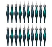 20 x Christmas Tree Tear Drop Droplet Baubles Decorations -Plastic, Kingfisher Teal Blue