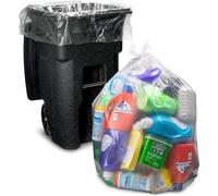 20 x Clear Recycling Bags 100 Litres Capacity Bin Liners Large Refuse Sacks Transparent Recycling Sacks
