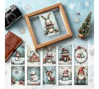 20 x Cön Gnomes Christmas Cards - Retro Christmas Cards with Animals - Holiday Theme with Snow - Children's Family Collectors Collez