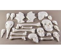 20 x Edible 3D 50mm Skull and Bones set icing toppers, cake cupcakes decorations T057 (Ice White)