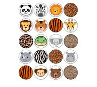 20 x Edible Safari jungle animal theme CupCake topper Cake Topper decoration NOT-PRECUT