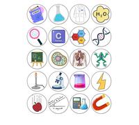 20 x Edible Science CupCake topper Cake Topper decoration NOT-PRECUT biology chemistry physics