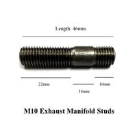 20 X Exhaust Inlet Manifold Studs M10 X 1.5mm Pitch. Length: 46mm / 22mm - 14mm - 10mm