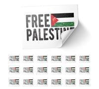 20 X Free Palestine Stickers - Palestinian Flag Decals 8.5cm x 5.5cm - Red, Green, White and Black Stickers with Free Palestine Text for Laptops, Scrapbooks, Festivals, and Crafts