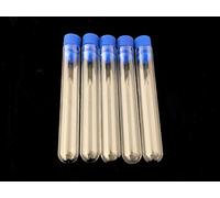 20 x Glass Test Tubes - 12mm X 75mm with Blue Push Caps