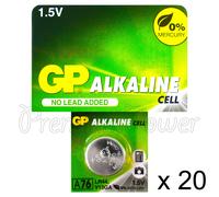 20 x GP Alkaline A76 LR44 batteries 1.5V AG13 303 357 V13GA L1154 SR44