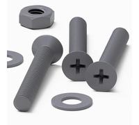 20 x Grey Countersunk Screws Polypropylene (PP) Plastic Nuts and Bolts, Washers, M3 x 20 mm, Anti-Corrosion, Chemical Resistant, Gray