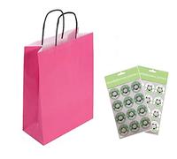 20 x Hot Pink Gift Bags With Seal Stickers/Paper Carrier Bag with Handles A4 Size - 22x31x10cms