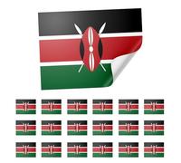 20 X Kenya Stickers - Kenyan Flag Decals 5cm x 8cm - Black, Red, Green and White Shield Stickers for Laptops, Scrapbooks, Festivals, and Crafts