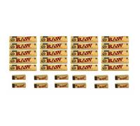 (20 x King Size Slim + 12 x Roach Tips) RAW CLASSIC KING SIZE SLIM 110MM ROLLING PAPER with RAW ROACH FILTER TIPS