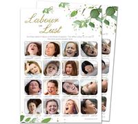 20 x Labour or Lust Baby Shower Game - Botanicals Design (20 Guest Cards + 1 Card of Answers for The Host + Winner's Certificate)