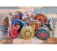 20 x Mix Vintage Look Flower Ceramic Knobs Door Handle Cabinet Drawer Cupboard Pull Mandala Xfer New
