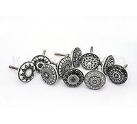 20 x Mix Vintage Look Flower Ceramic Knobs Door Handle Cabinet Drawer Cupboard Pull Xfer (Black Xfer)