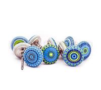 20 x Mix Vintage Look Flower Ceramic Knobs Door Handle Cabinet Drawer Cupboard Pull Xfer (Blue Xfer)