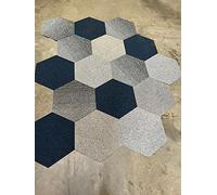 20 x Mixed Colours Hexagon Carpet Tiles Soft Cut Pile 5m2 Heavy Duty Commercial Premium Retail Office Flooring Random, Bitumen Backed