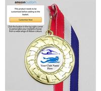 20 x Personalised Swimming Medals On Ribbons (All Gold)