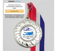 20 x Personalised Swimming Medals On Ribbons (All Silver)