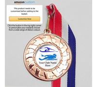 20 x Personalised Swimming Medals On Ribbons (Bronze)