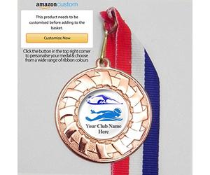 20 x Personalised Swimming Medals On Ribbons (Bronze)