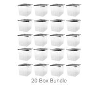 20 x Plastic Storage Boxes 110 Litres Extra Large - Clear & Black Supa Nova by Strata