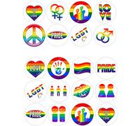 20 x Pre-Cut LGBT Gay Pride Round Edible Wafer Cupcake Toppers Cake Decoration #2 (LGBTV2)