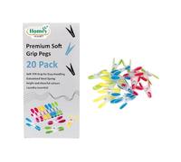 20 x Premium Soft Grip Clothes Pegs Plastic Strong Laundry Pegs for Washing Line Multi Colours
