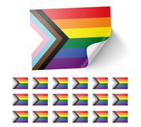 20 X Progress Pride Stickers - Inclusive Pride Flag Decals 8.5cm x 5.5cm - Rainbow with Chevron Stickers for Laptops, Scrapbooks, Festivals, and Crafts