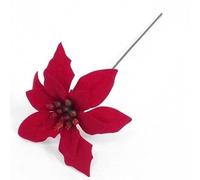 20 x Red Velvet Poinsettia Pick - 12cm diameter - Wreaths Garlands Floristry