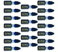 20 x Rennie Tools 25mm Long PH2 Impact Screwdriver Driver Bits Set. Phillips No.2 Heavy Duty Impact Driver Bit Set. PH2 Bits. Hex Shank Cross Head
