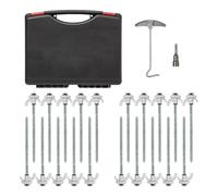 20 x Screw Pegs 20cm & Case Adapter Peg Puller Ground Nails Tent Peg Set