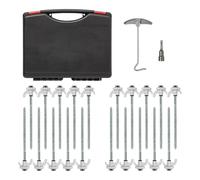 20 x Screw Pegs 20cm & Case Adapter Peg Puller Ground Nails Tent Peg Set