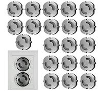 20 x Sockets Child Lock for Plug Socket Protection Socket Cover Pluggable Cap without Gluing White, Black, Transparent, Black-Brown Baby Socket Protection Covers (Silver Grey x 20)