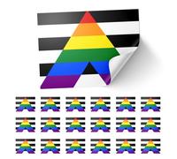 20 X Straight Ally Pride Stickers - Ally Flag Decals 8.5cm x 5.5cm - Rainbow “A” Black and White Stripe Stickers for Laptops, Scrapbooks, Festivals, and Crafts