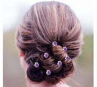 20 x Stunning Diamante Floral Hair Pins Bridal Wedding (Dark Purple)